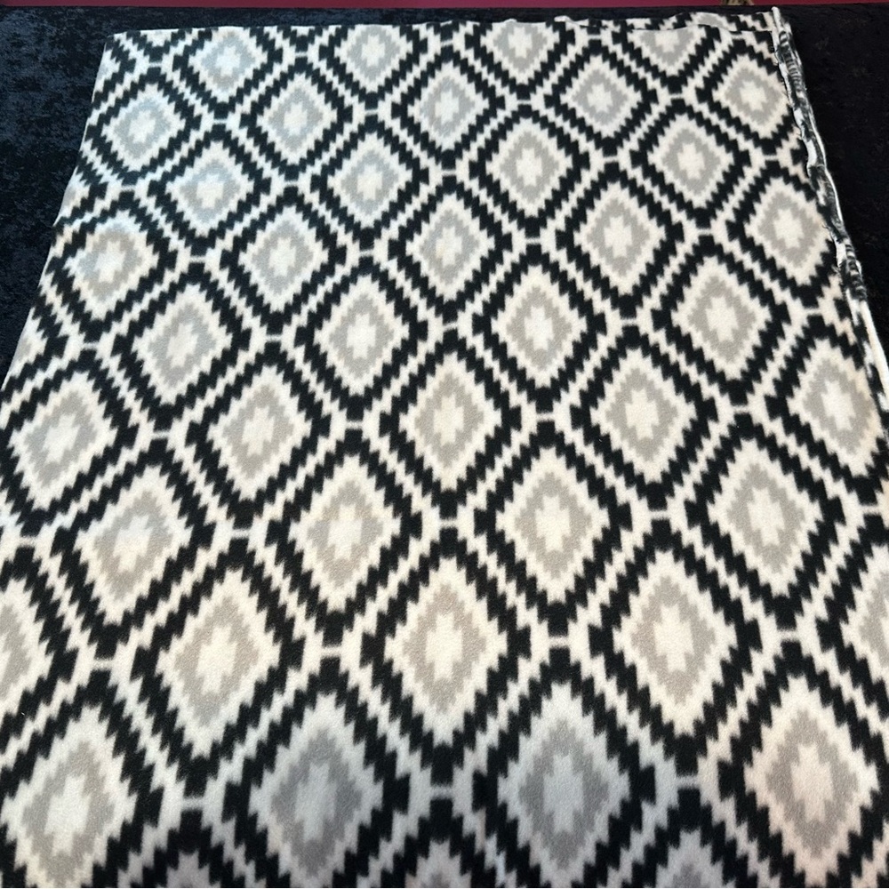 Geometric Black and White Fleece Fabric